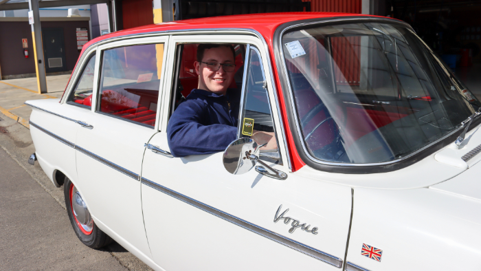 Sam with his car